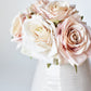 7.5" Faux Pink/Cream Rose Bundle (3 Stems)