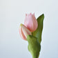 8" Faux Real Touch Soft Pink Tulips in Bulb w/pick