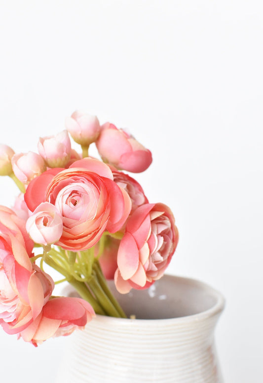 10.5" Faux Light Pink Ranunculus Stem Bundle