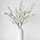 36" Faux Quince Blossom Cream / White Stem Flowering Branch