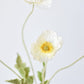 24" Faux White Poppy Stem