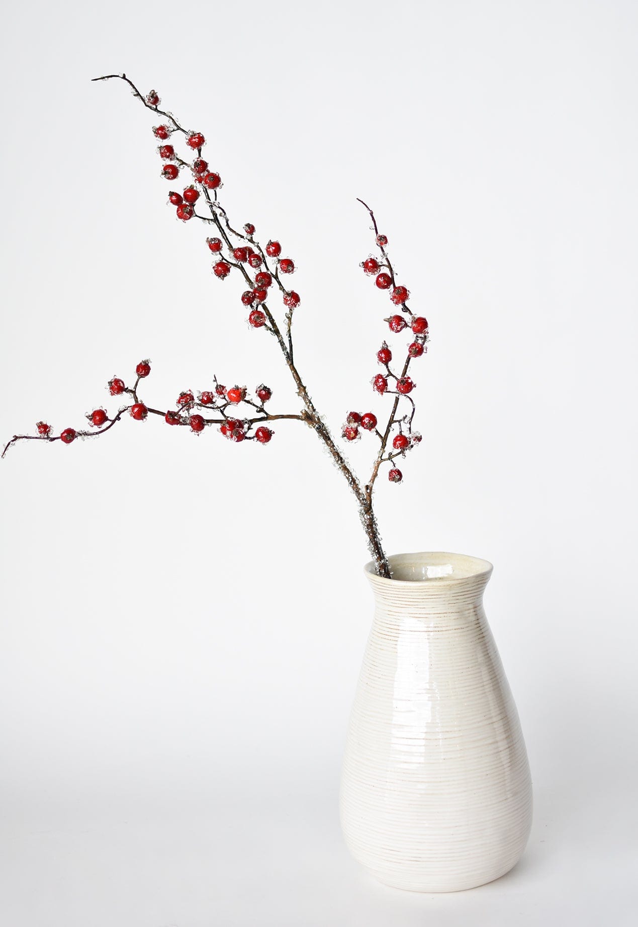 29" Faux Iced Red Berry Stem