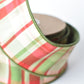 2.5" x 10yd Red/Green/Tan Plaid Dupioni Silk Ribbon