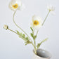 24" Faux White Poppy Stem