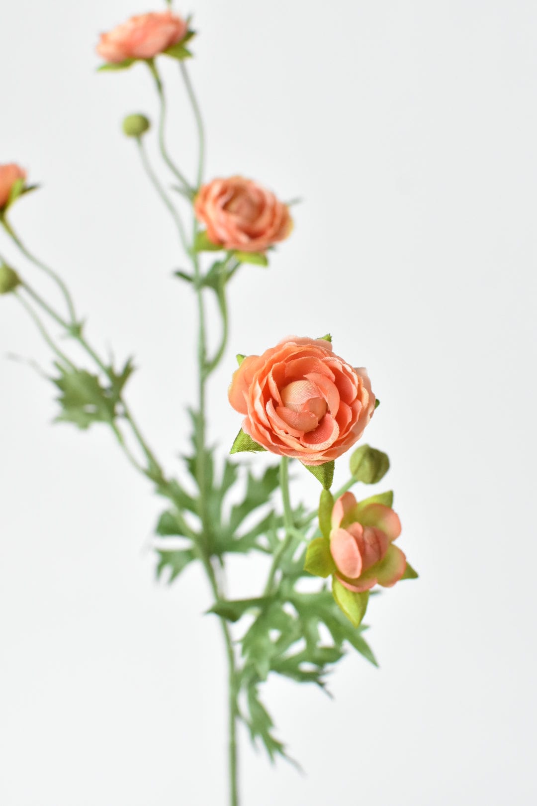 22" Faux Mini Peach Ranunculus Stem