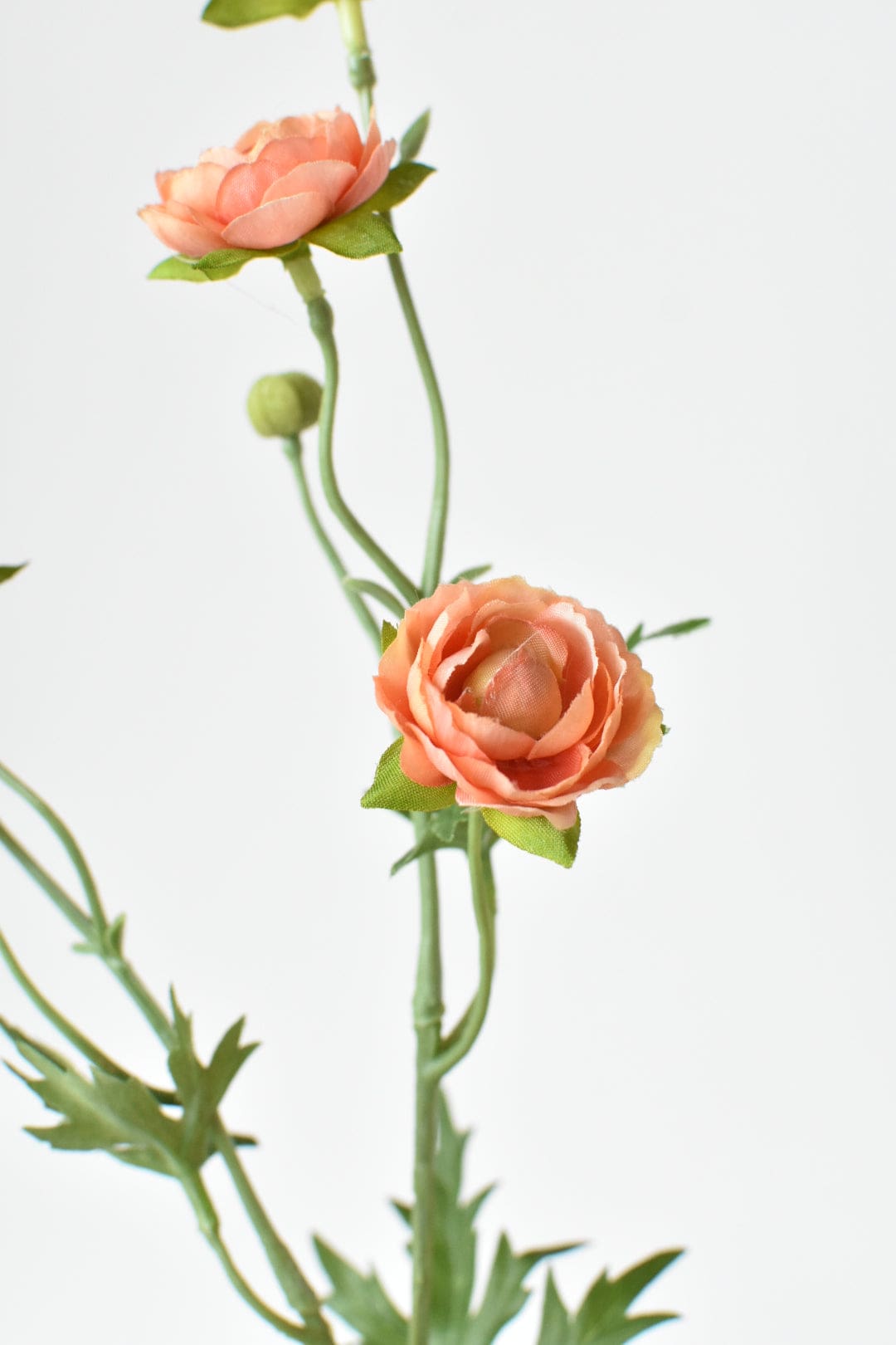 22" Faux Mini Peach Ranunculus Stem