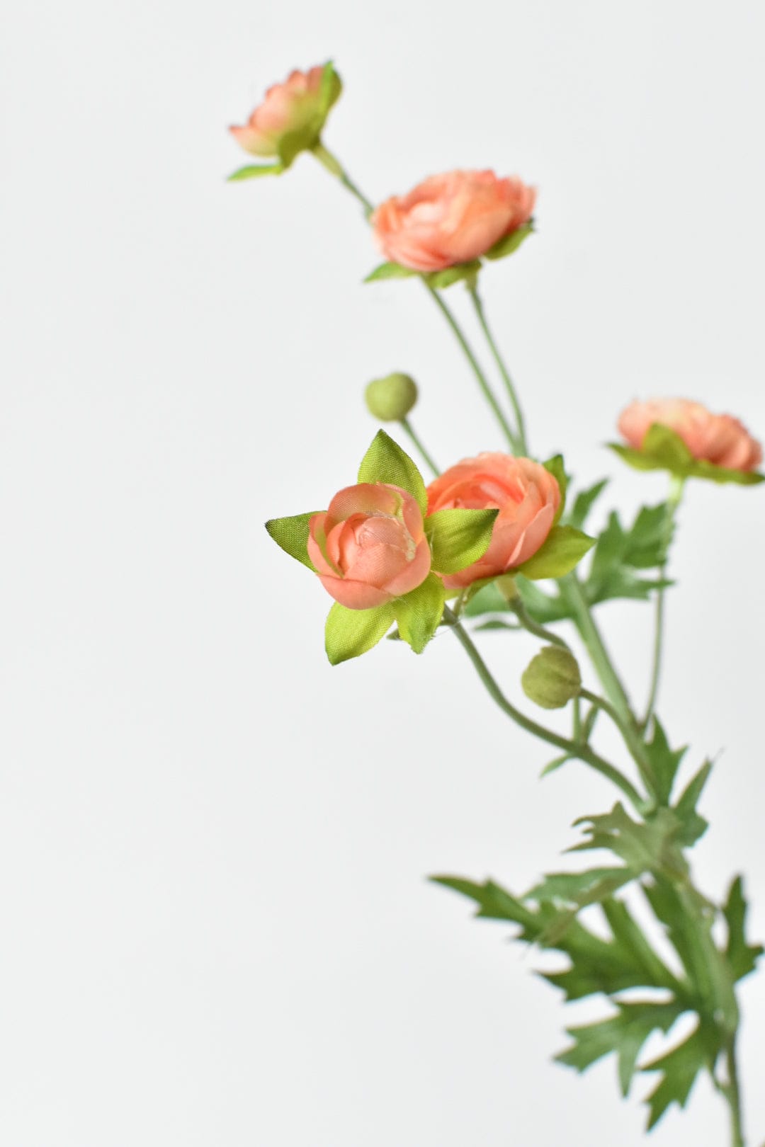 22" Faux Mini Peach Ranunculus Stem
