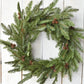 24" Faux Green Spruce Real Touch Wreath w/Faux Pinecones