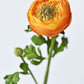 13" Faux Orange Ranunculus Stem