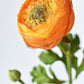 13" Faux Orange Ranunculus Stem