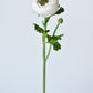 13" Faux White Ranunculus Stem
