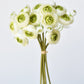 10.5" Faux White + Green Ranunculus Stem Bundle