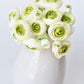10.5" Faux White + Green Ranunculus Stem Bundle