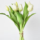 11.75" Faux Real Touch White Tulip Stem Bundle