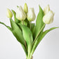 11.75" Faux Real Touch White Tulip Stem Bundle