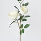29" Faux Cabbage Rose Stem White