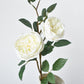 29" Faux Cabbage Rose Stem White