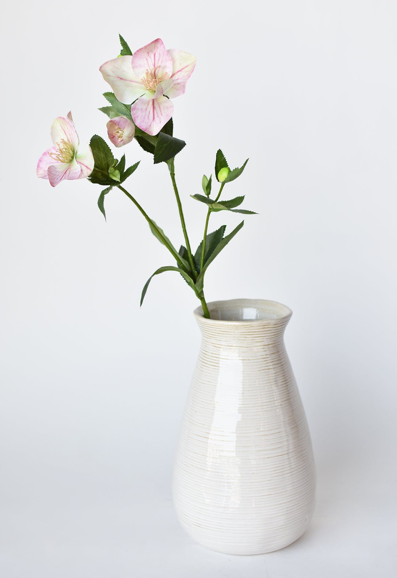 25" Faux Helleborus Stem Pink / Green