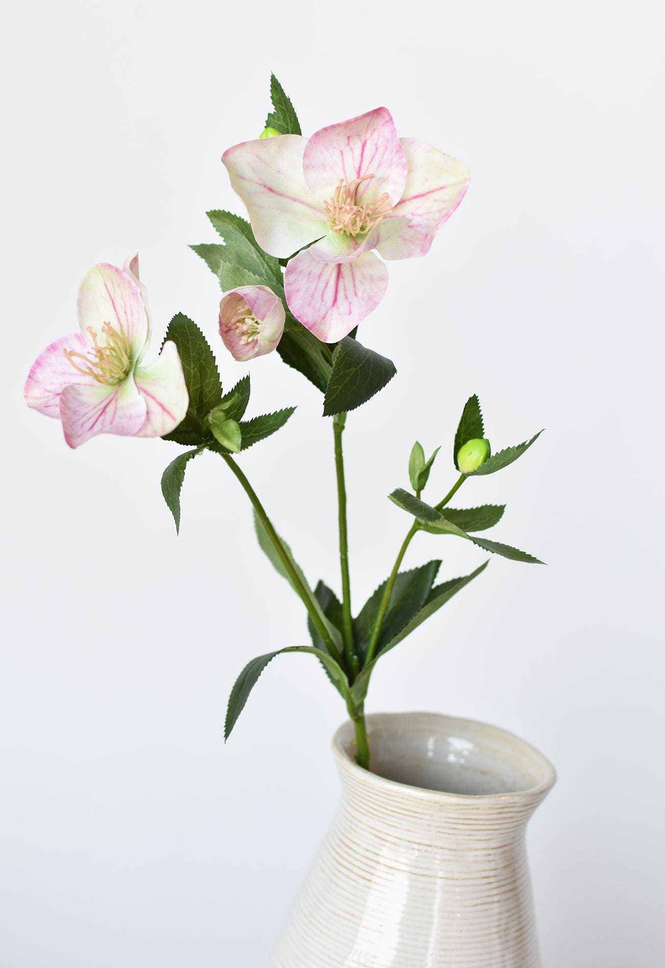 25" Faux Helleborus Stem Pink / Green