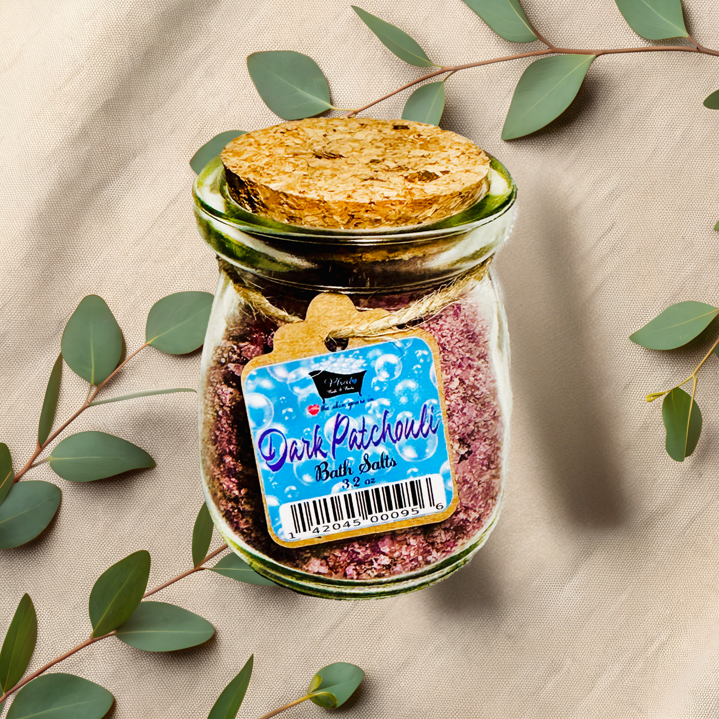 Dark Patchouli Signature Scent Natural Bath Salts with Kaolin Clay Avocado Oil & Sea Salt Bath Soak | 3.5 oz