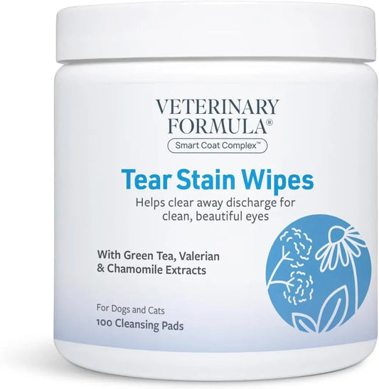 Dog & Cat Tear Stain Eye Wipes Fragrance Free Facial Cleaning 100 Ct