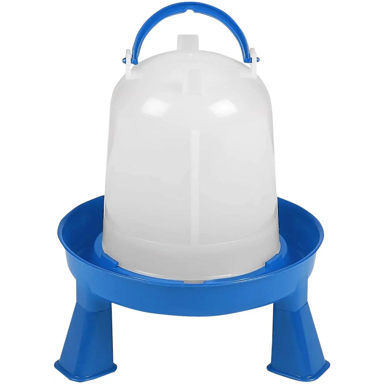 Miller Double-Tuf Poultry Waterer with Legs 1.5 Quart Impact-Resistant Plastic Blue/White