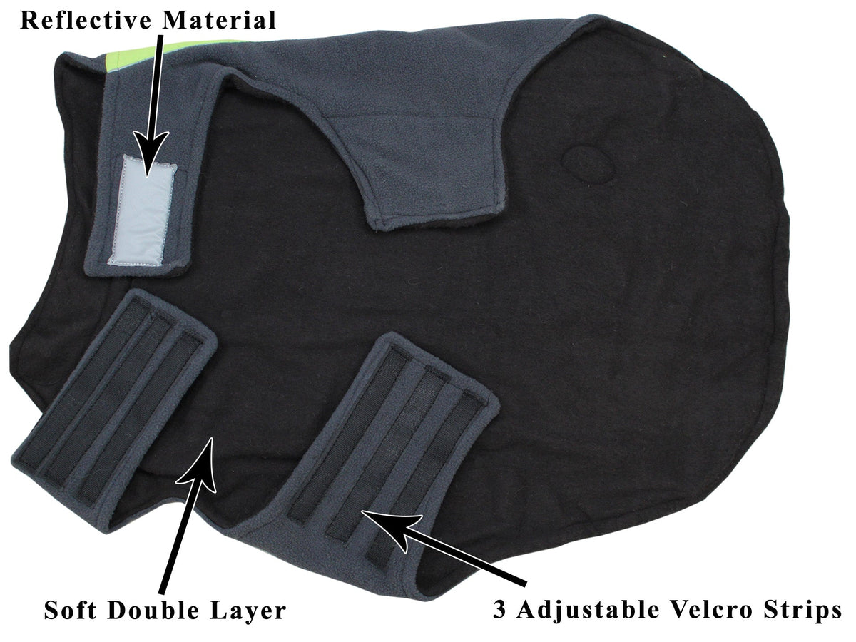 Abrigo suéter de forro polar de doble capa para perros de aventura en clima frío, con rayas reflectantes, de CuteNfuzzy