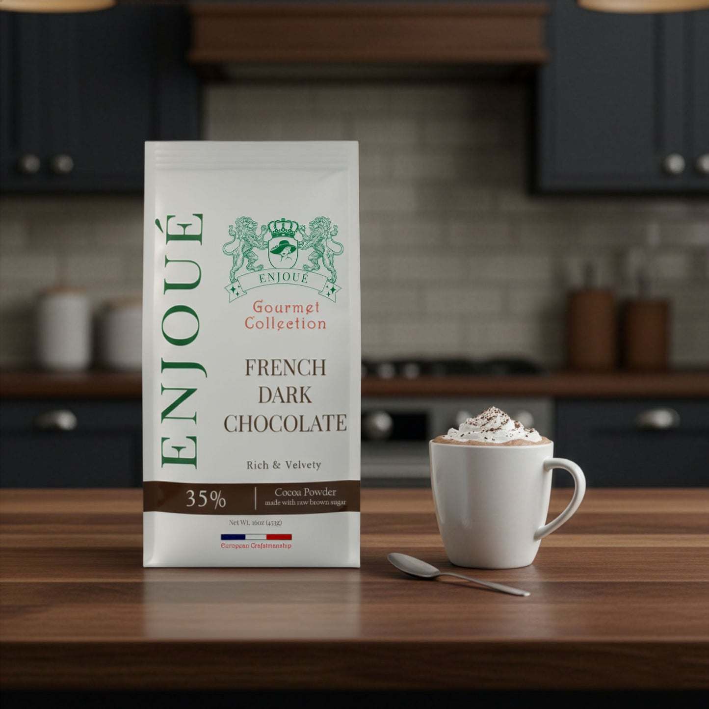 Enjoue Gourmet French Dark Chocolate Powder 16oz/453g