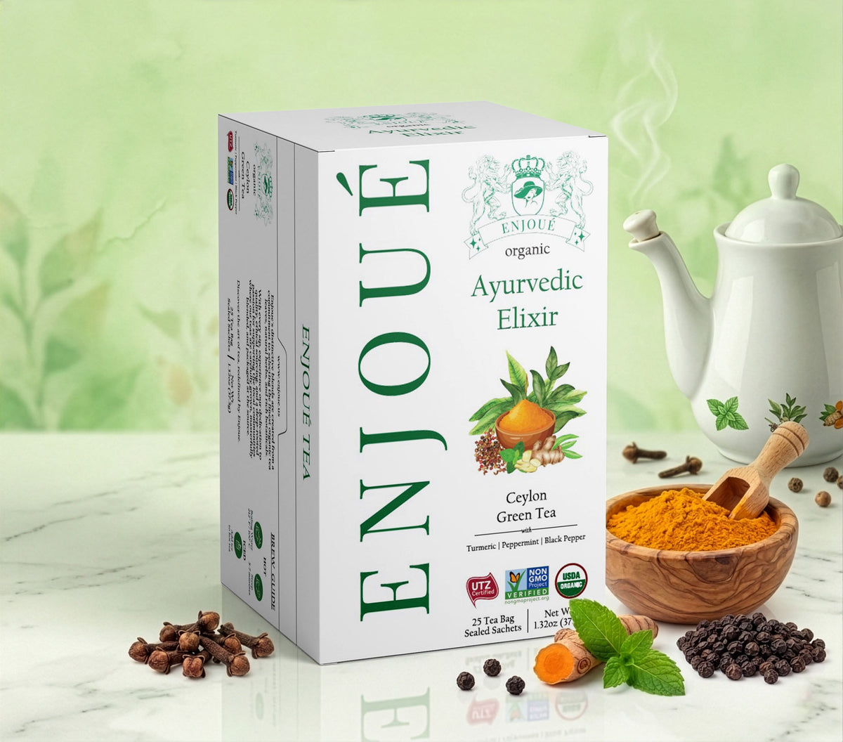 Enjoue Organic Ayurvedic Elixir Green Tea 25ct