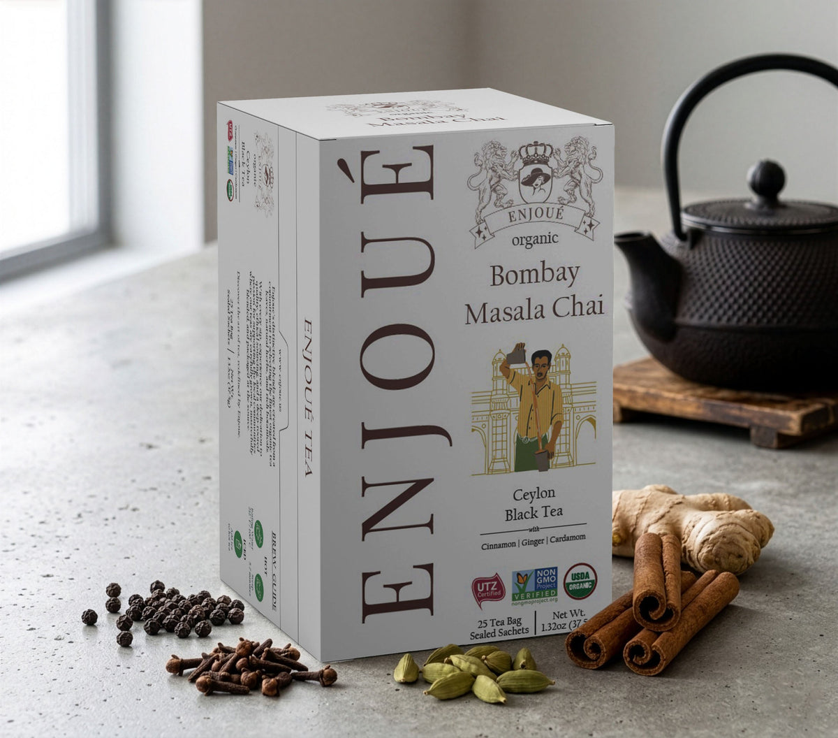 Enjoue Organic Bombay Masala Chai Black Tea 25 tea bags