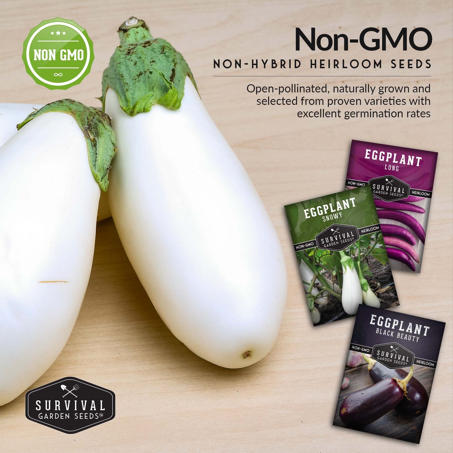 Eggplant Seed Collection – Snowy, Long Purple & Black Beauty Varieties for Home Gardens