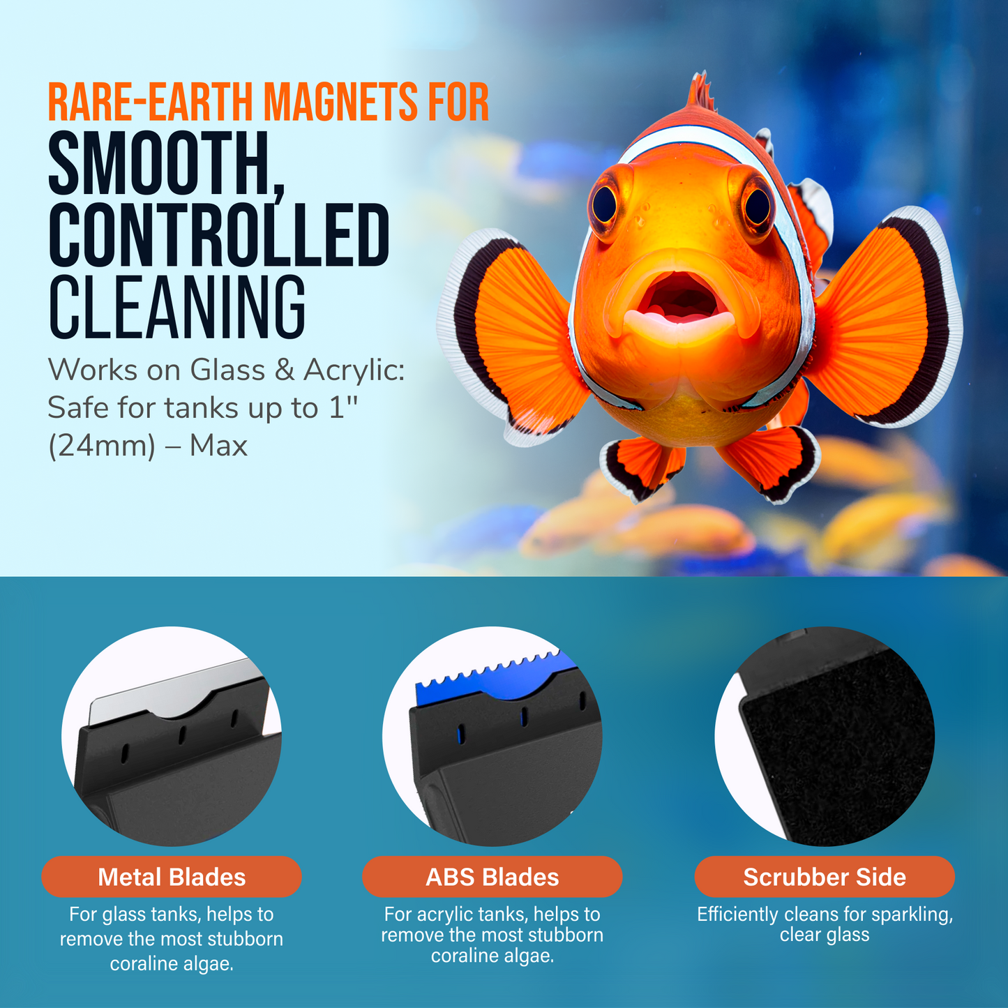 Flipper Edge 2 in 1 Floating Magnetic Aquarium Algae Cleaner (MAX)