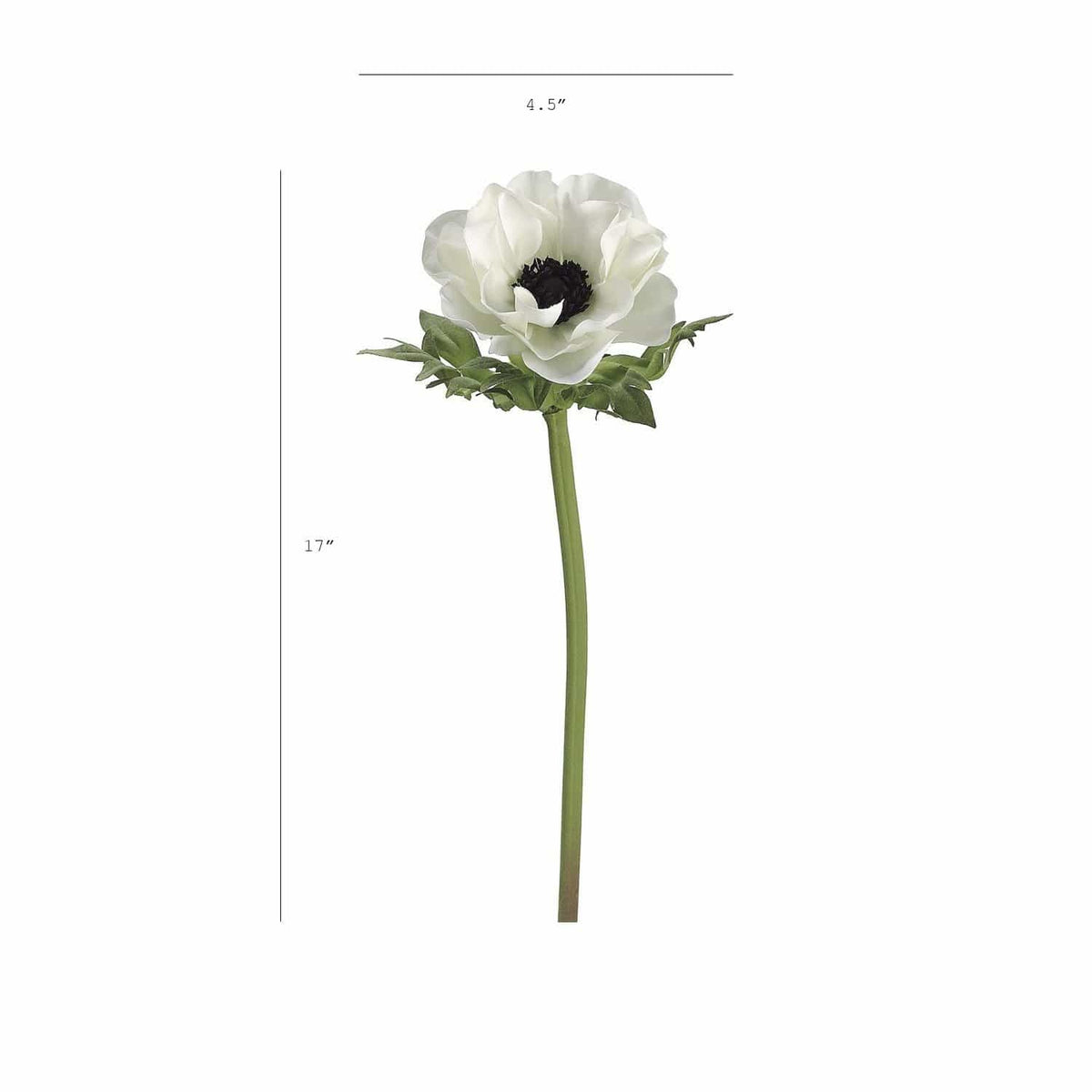 17" Faux Anemone White Stem
