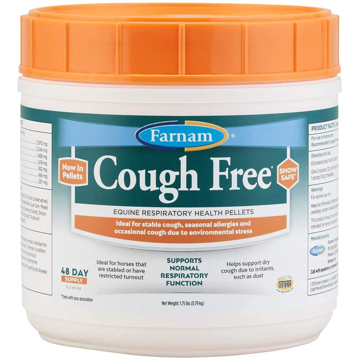 Farnam Cough Free Pellets for Horses Respiratory Support 1.75 lb.