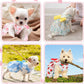 Floral Dog Dress Set Bow Summer Puppy Skirt Outfit Small Dogs Cats 5 Pack