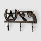 Cowboy 3-Hook Wall Rack, Cast Iron for Coats, Hats or Bags