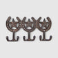 Star Horseshoe Triple Wall Hooks, Cast Iron for Coats, Bags or Scarves