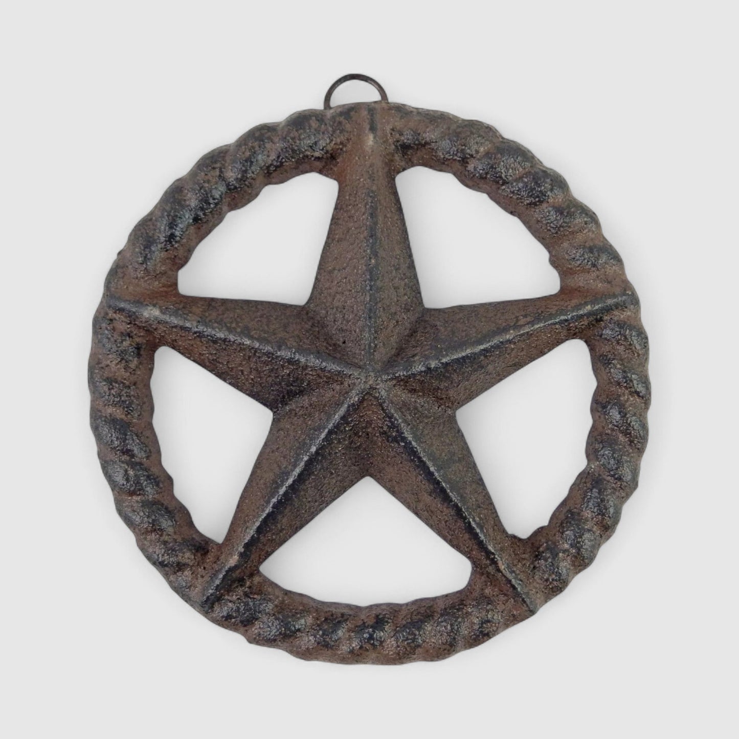 Rope Star Wall Plaque, Western Cast Iron Porch or Patio Decor