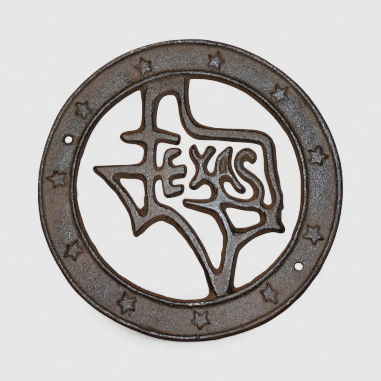 Round Texas Wall Plaque, Cast Iron Lone Star Wall Decor