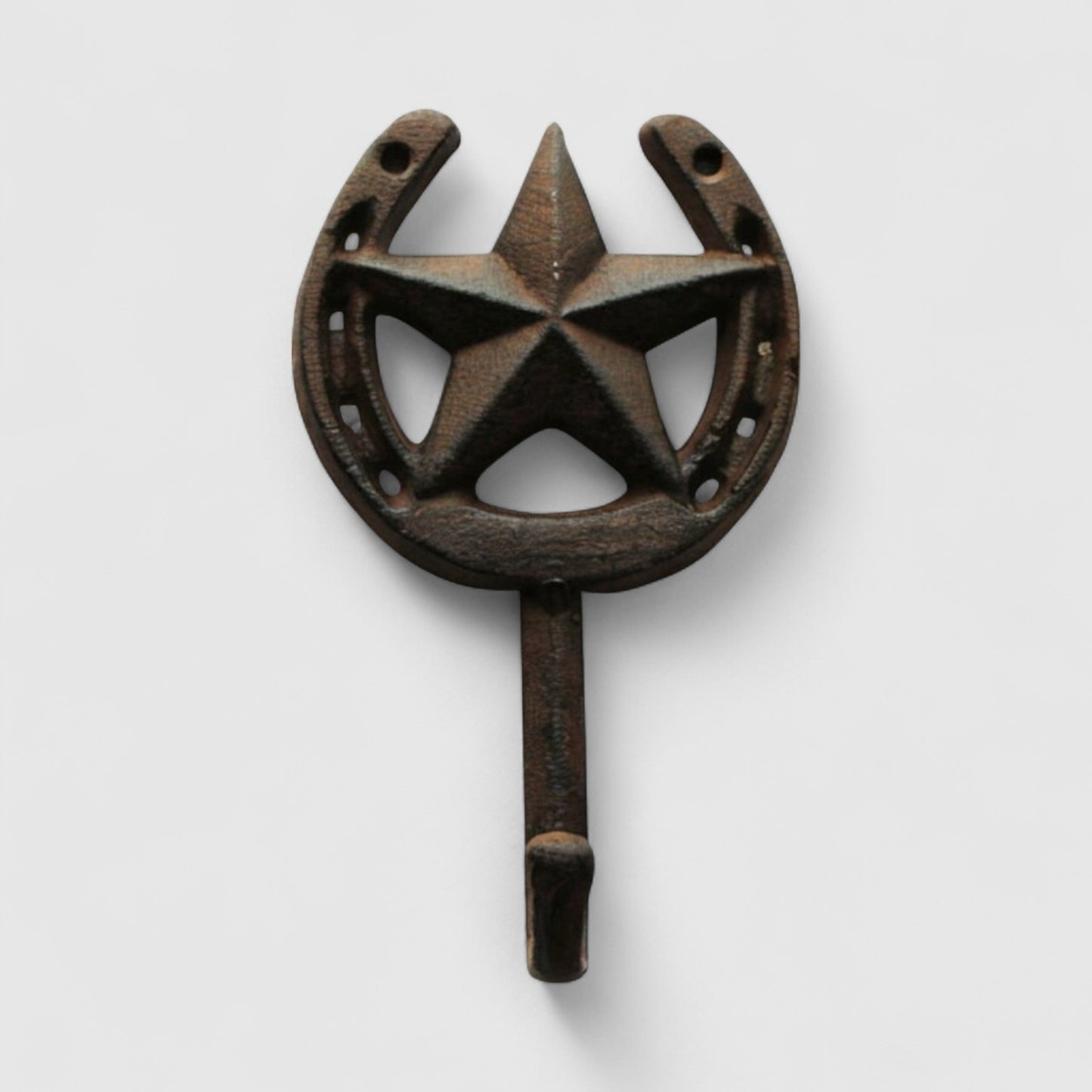 Star and Horseshoe Wall Hook, Cast Iron for Coats, Keys or Leashes