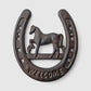 Horseshoe Welcome Sign with Horse, Cast Iron Western Wall Decor