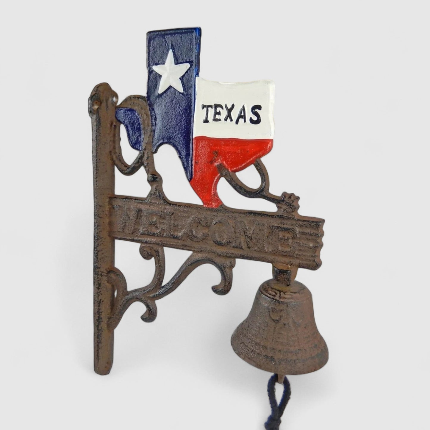 Texas Welcome Door Bell, Cast Iron State-Shaped Porch Chime