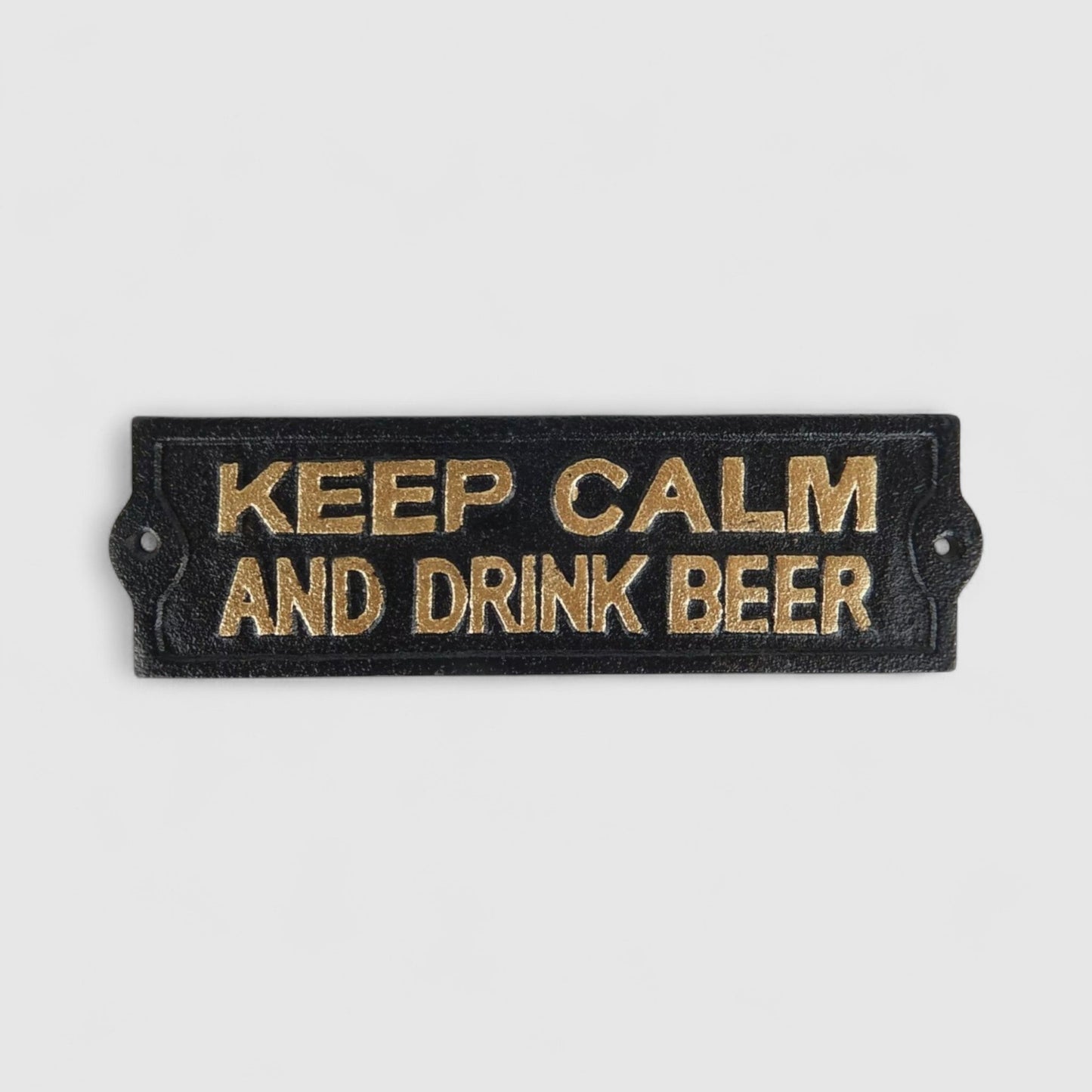 Keep Calm and Drink Beer Cast Iron Wall Plaque, Bar Decor