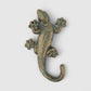Gecko Wall Hook, Green and Gold Cast Iron for Keys, Towels or Hats