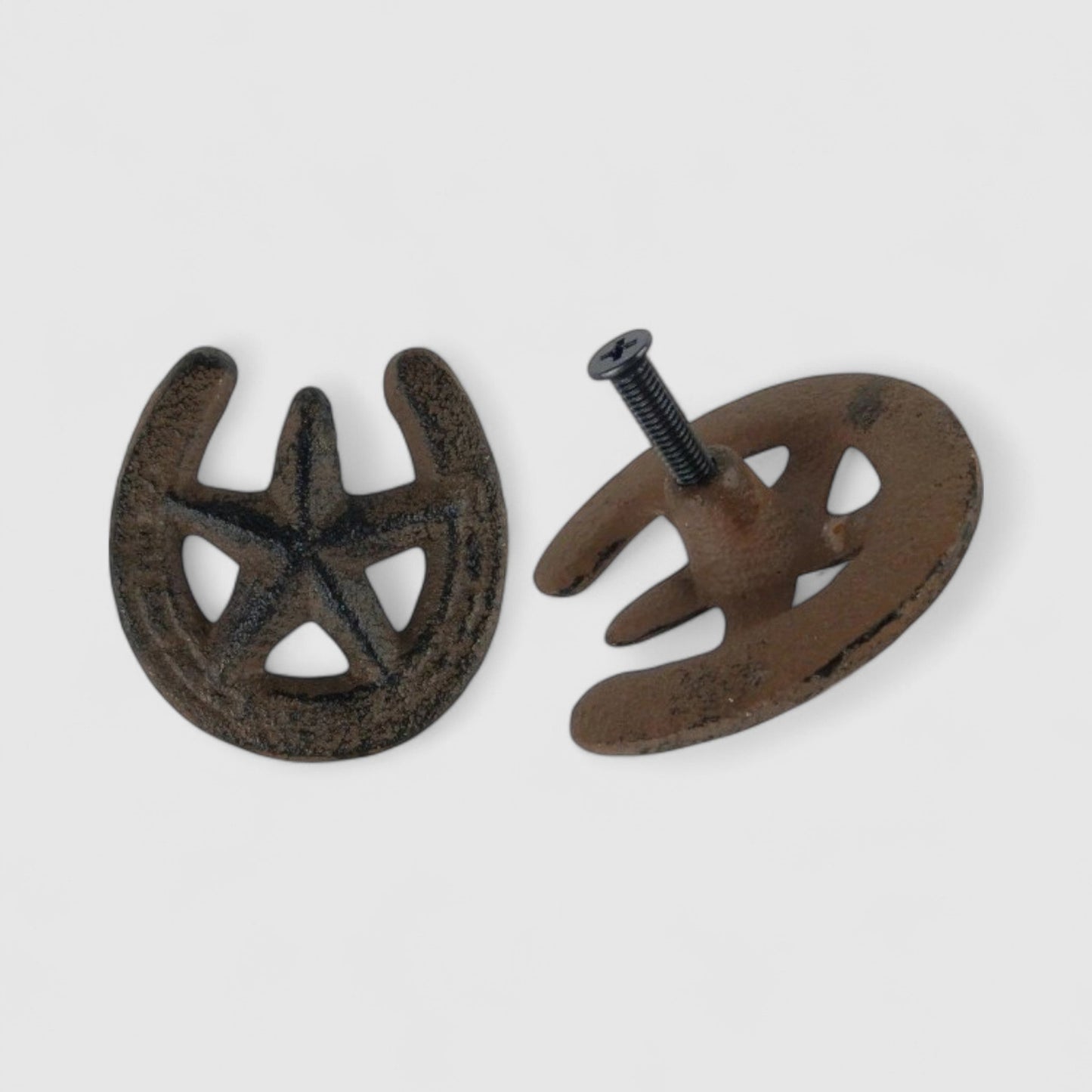 Horseshoe Star Drawer Pull, Cast Iron Western Cabinet Knob