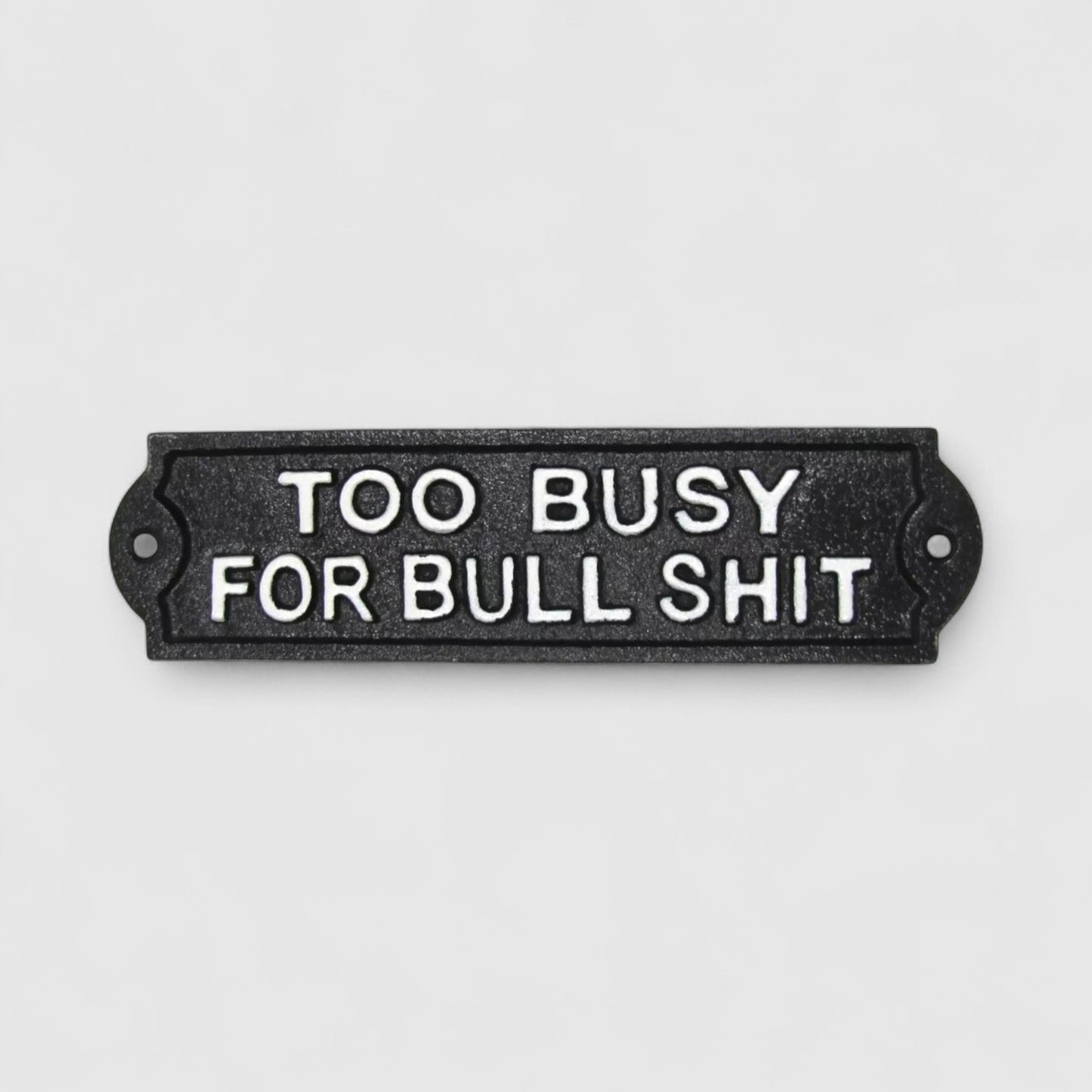 Too Busy for Bullshit Cast Iron Wall Plaque, Humorous Wall Decor