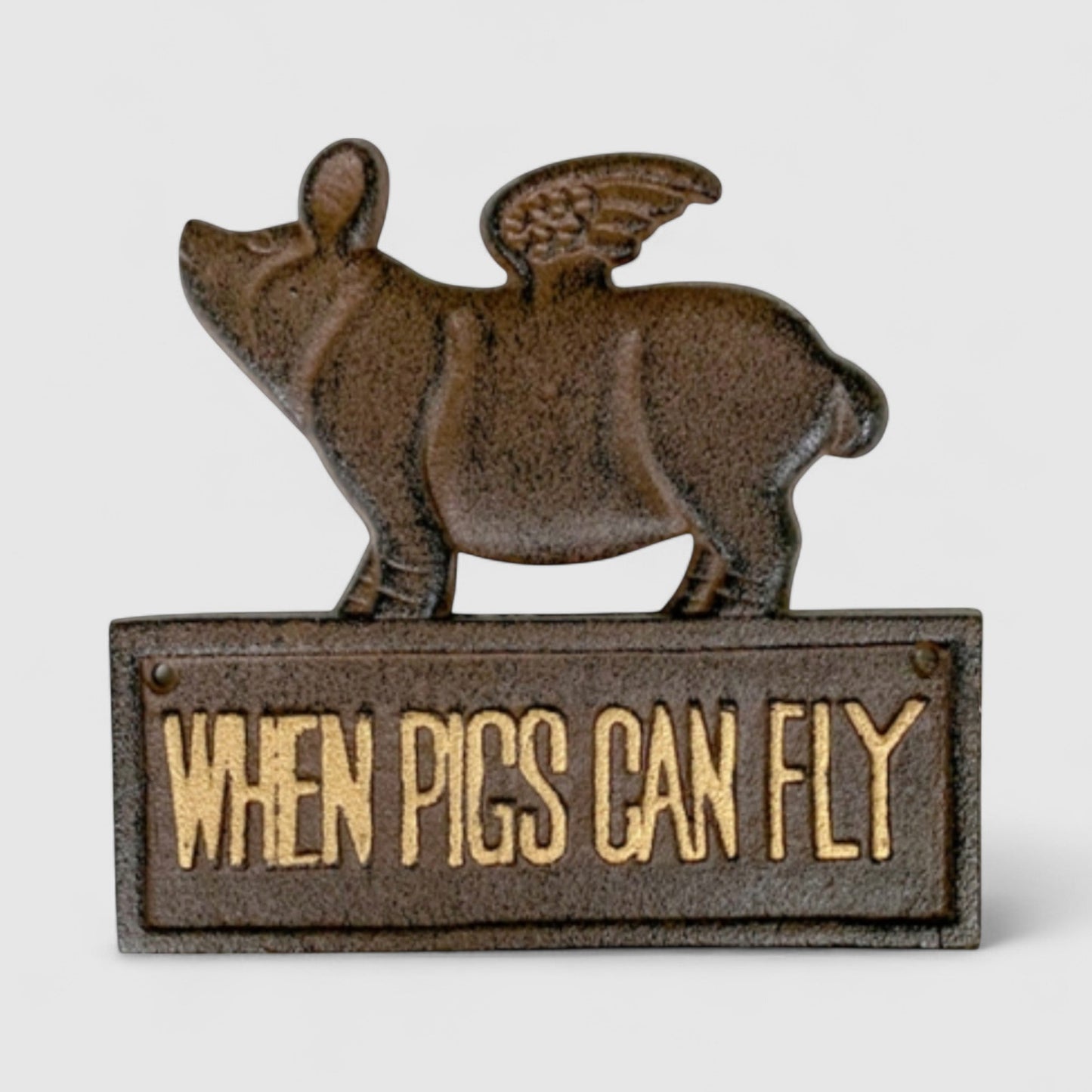 When Pigs Can Fly Cast Iron Wall Plaque, Humorous Wall Decor