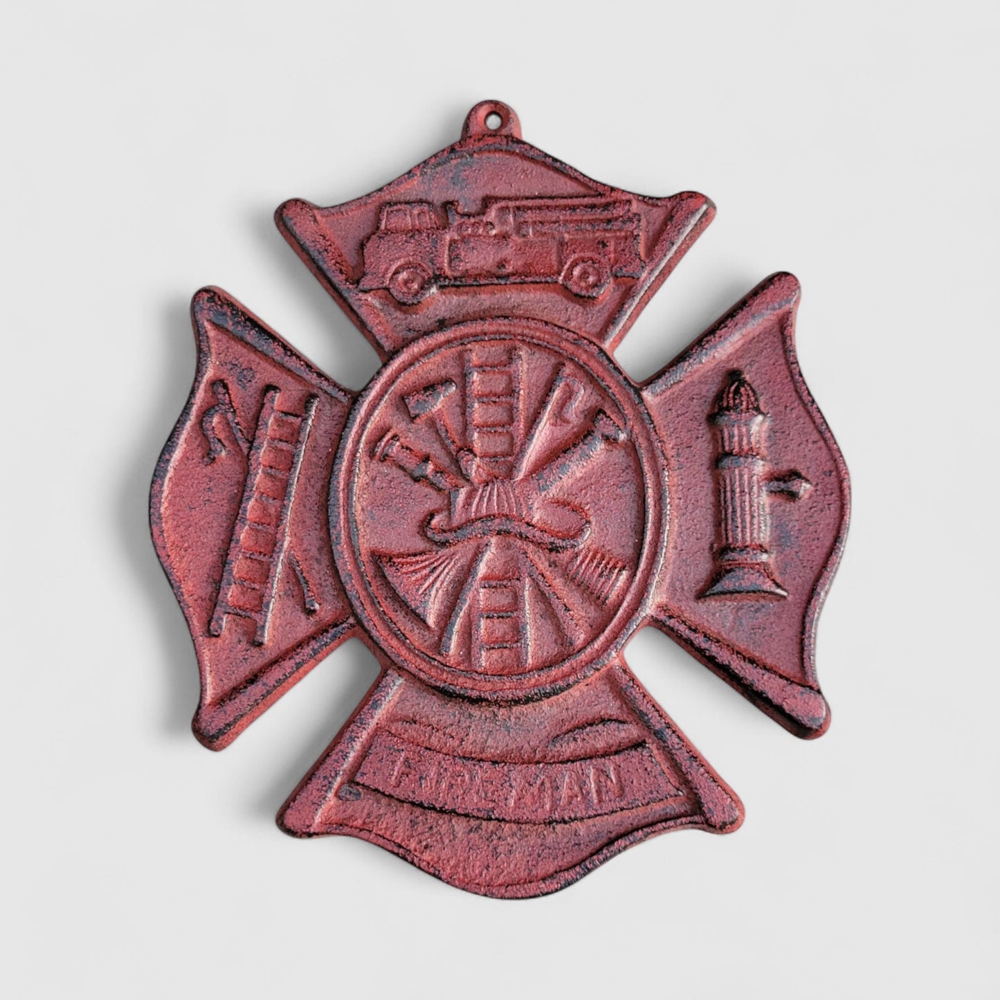 Fireman Tribute Cast Iron Wall Plaque, Patriotic Wall Decor