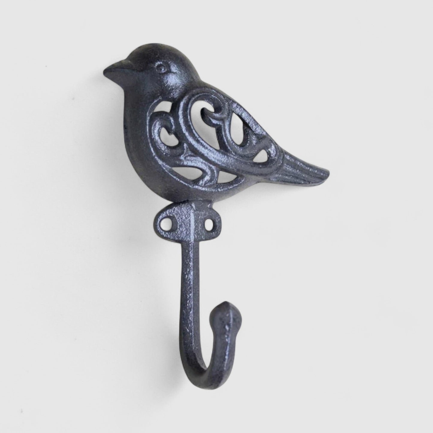 Bird Wall Hook, 7-Inch Cast Iron for Coats, Keys or Hats