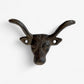 Bull Head Wall Hook, Cast Iron Western Ranch for Coats, Keys or Hats